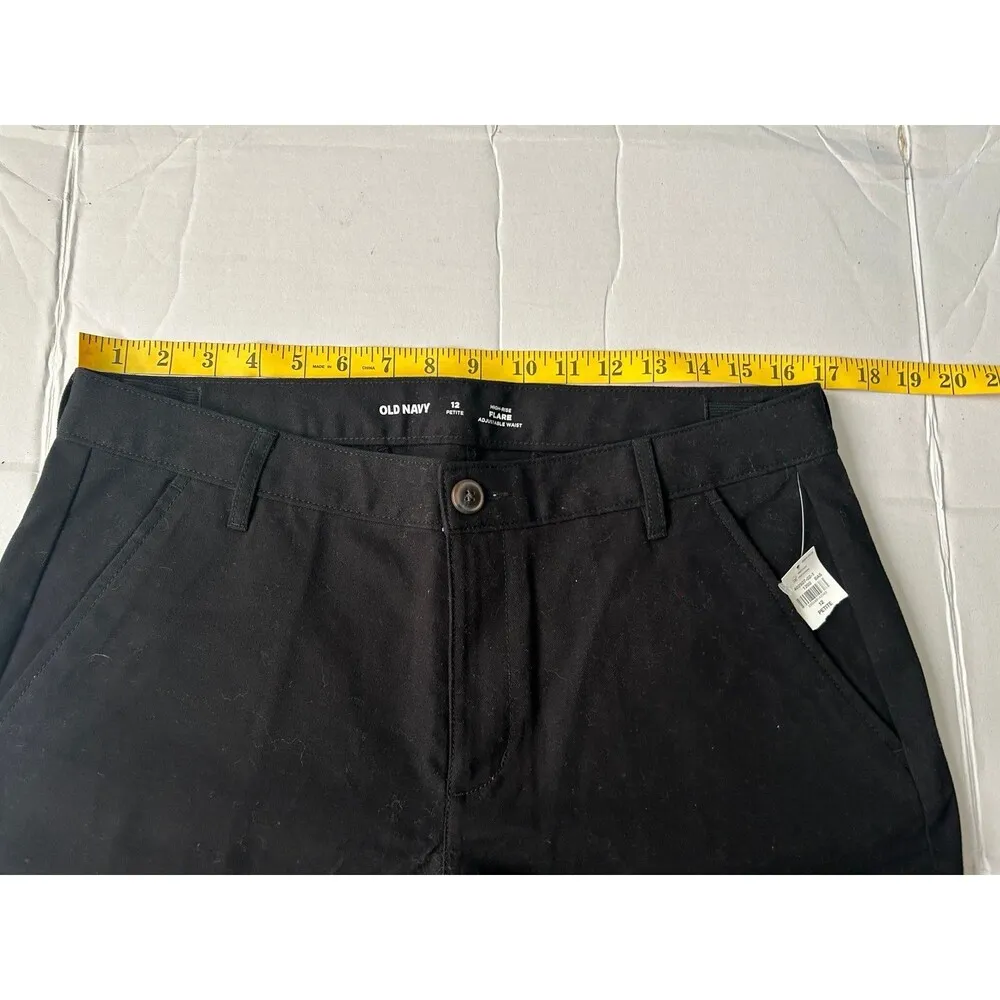 High-Rise Flare Pants Women’s Petite 12 Black Adjustable Waist NEW - Image 5