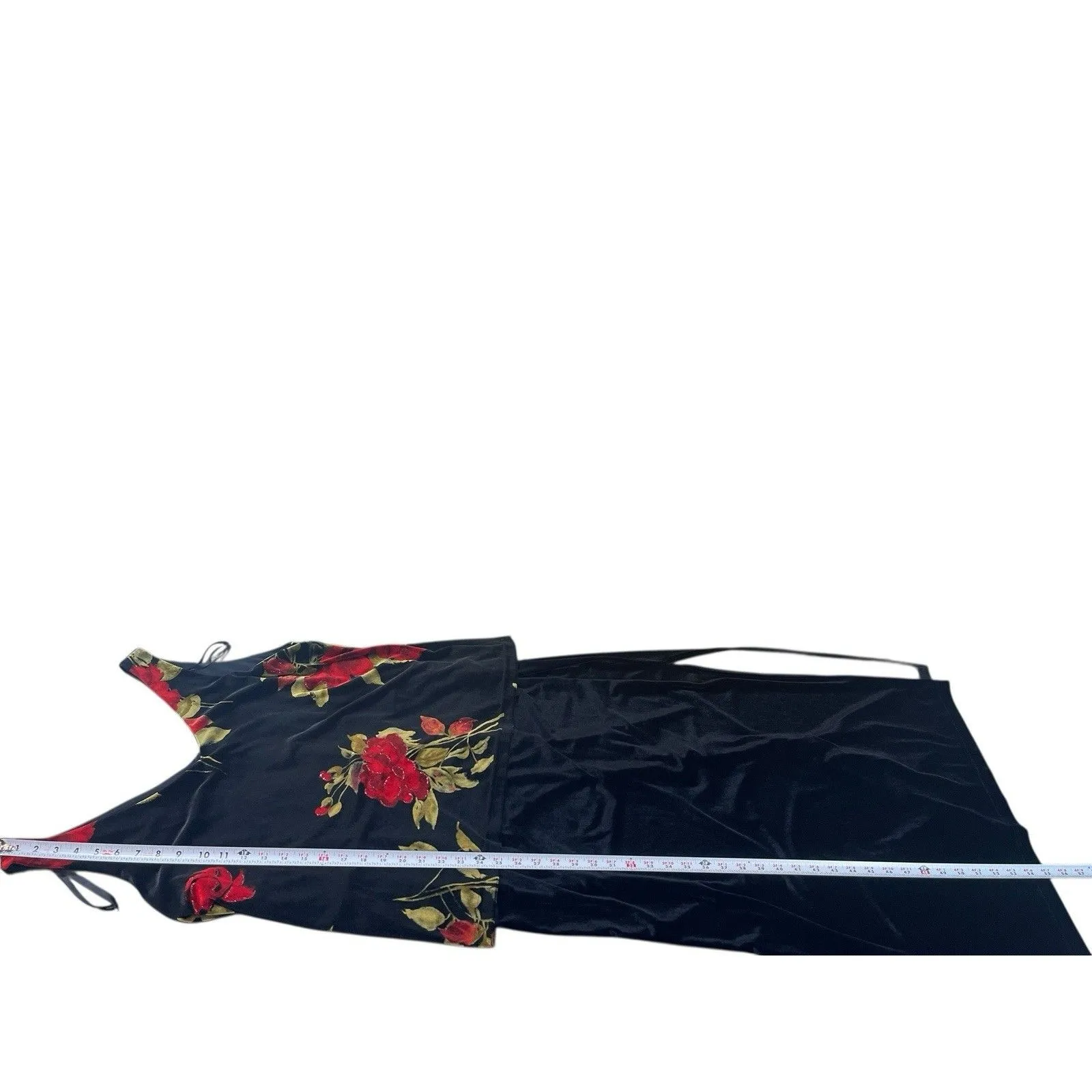 VTG Jeffrey & Dara Evenings 18W Black Red Velvet Floral Attached 2 Piece Dress - Image 8