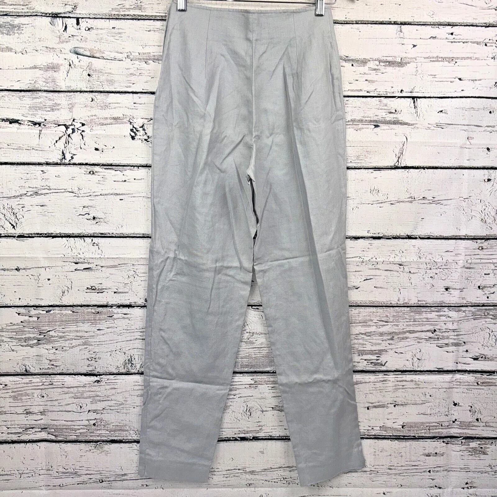 Tweeds Women's Light‎ Gray Linen Pleated High Waist Career Pants [Size 8] - Image 2