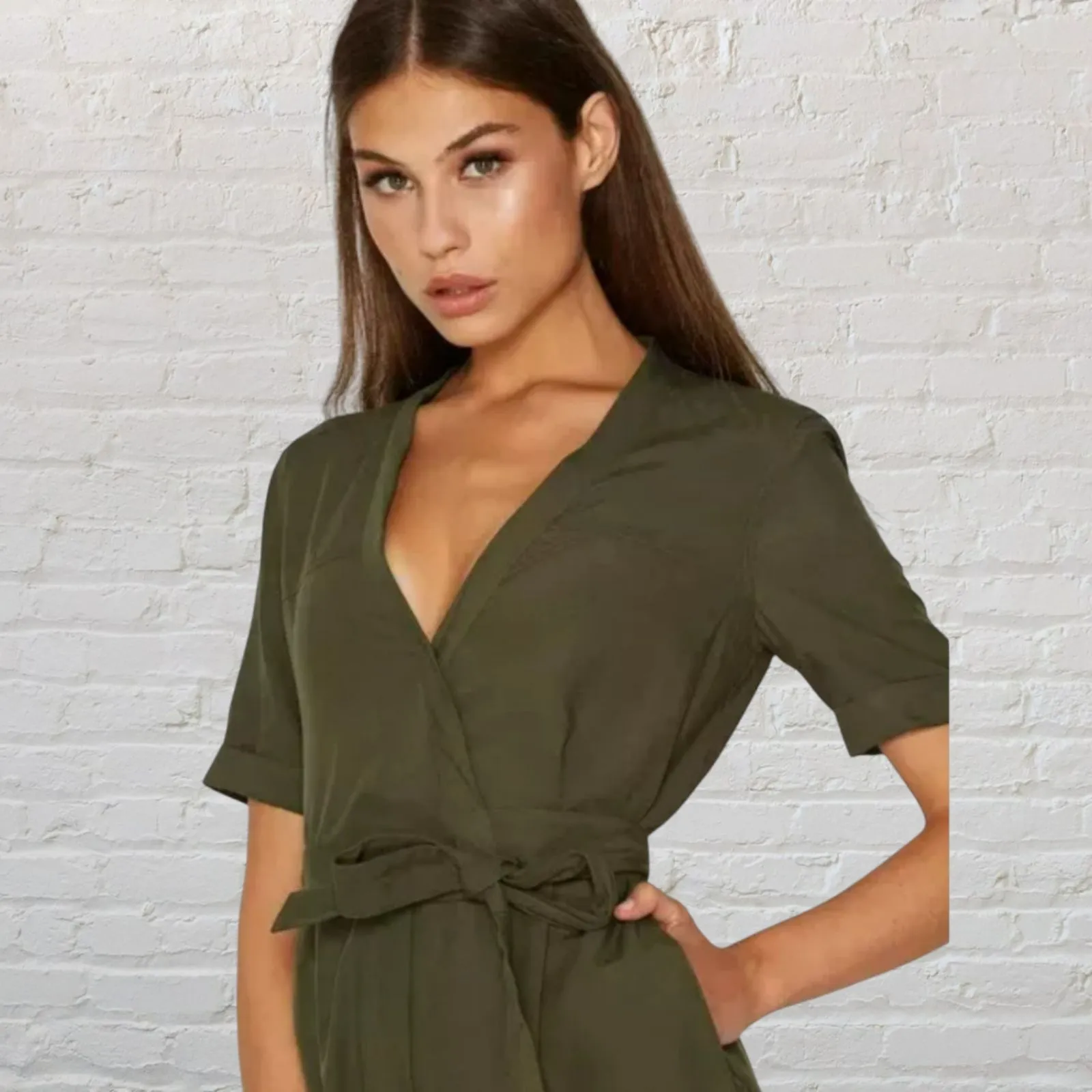 French Connection Trooper Tencel Olive Jumpsuit 8 - Image 7
