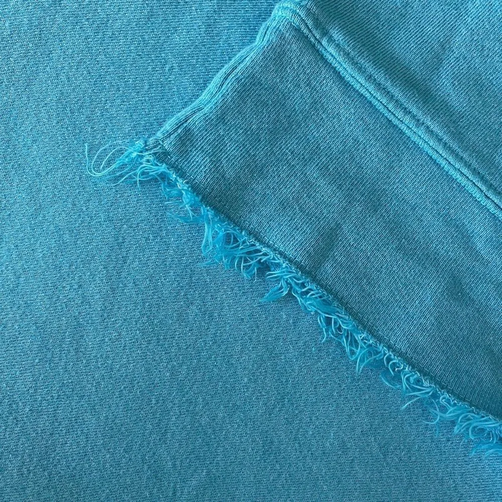 WHEAT Blue Pullover Sweater Raw Edge Hem True Blue Size Large - Image 5