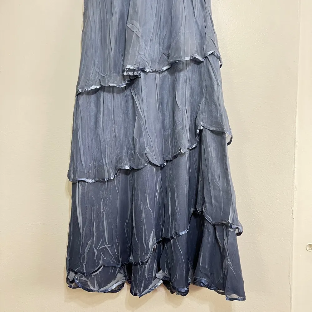 Komarov Beaded Scooped Neck Sleeveless Tiered Chiffon Dress Size XL - Image 6