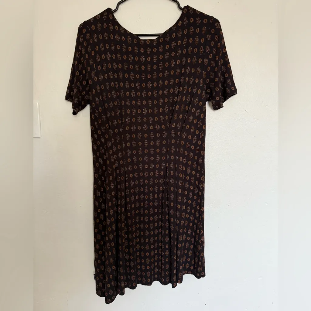 RVCA Sylas Black with Brown Patterned Swing Dress Women’s Size Small - Image 5