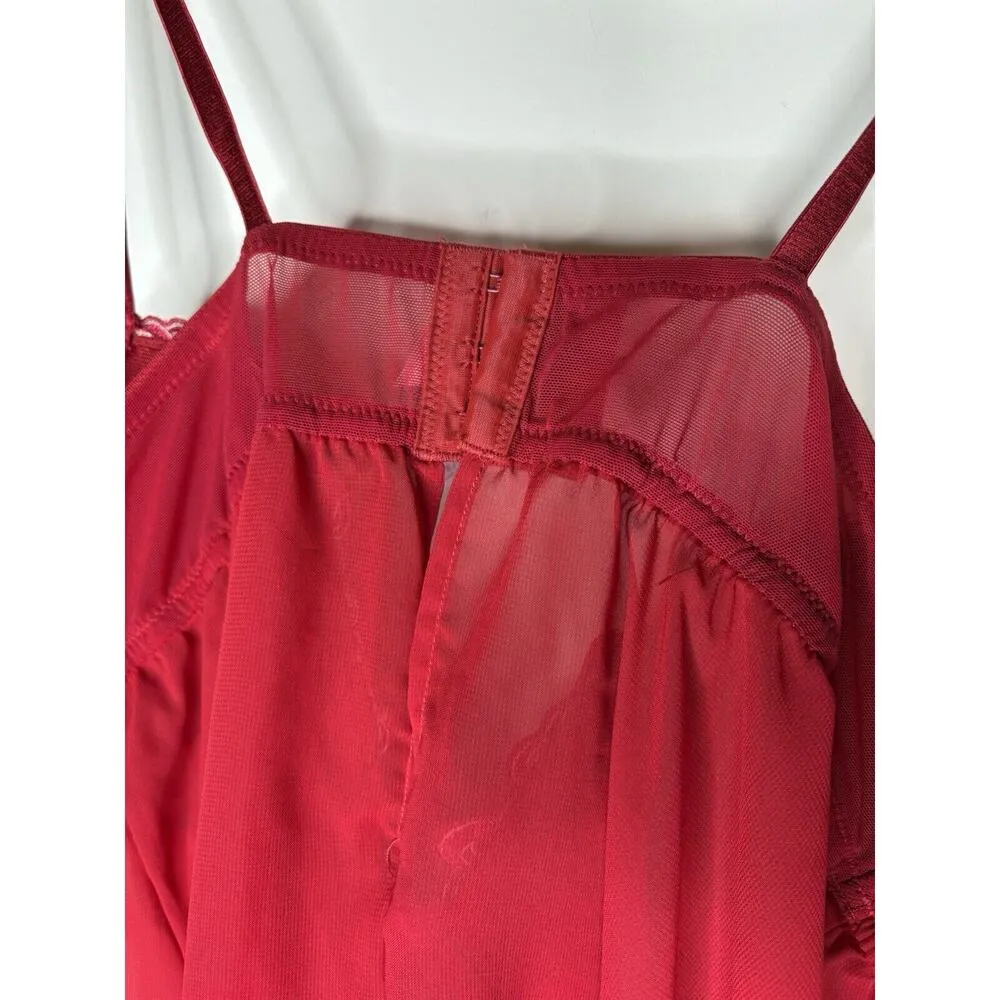 Cacique Plus Size 18/20 Chemise Babydoll Slip Dress Top Red Underwired Nighty - Image 7