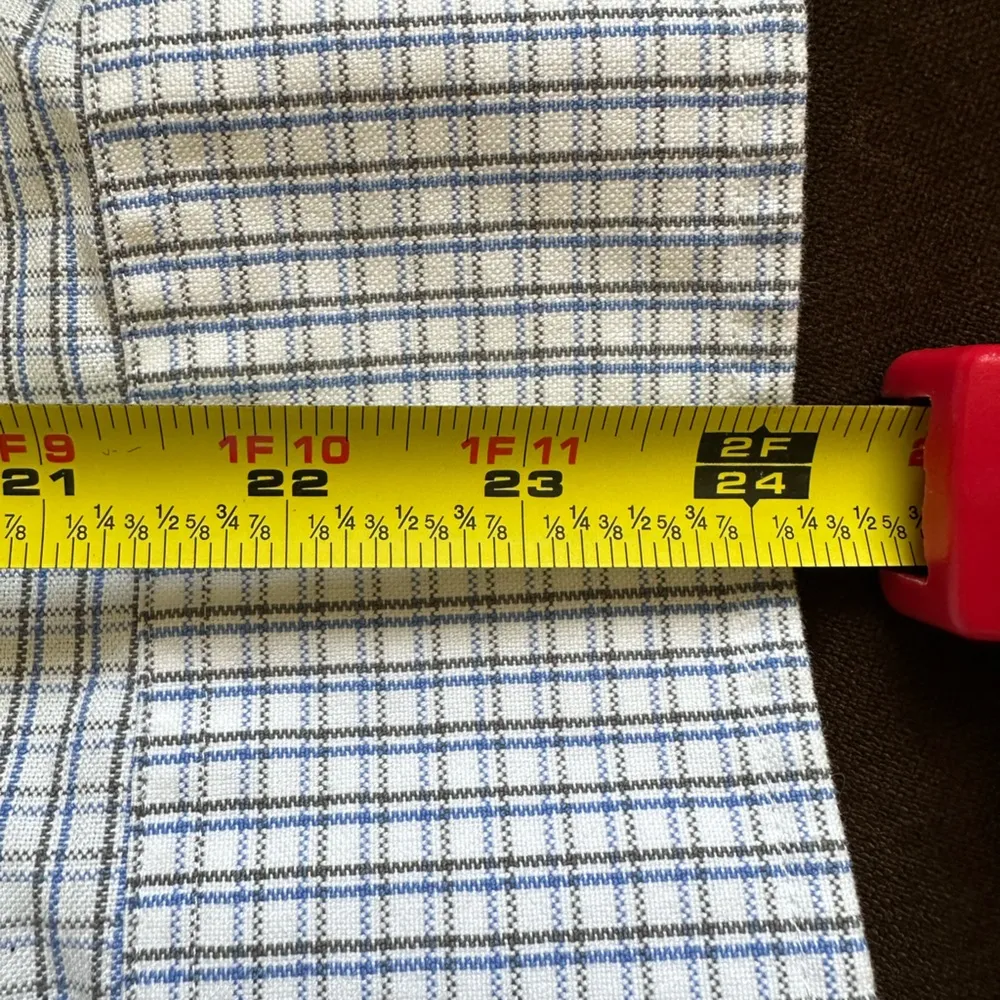 Lands End White Blue & gray Striped Button Down Collard Long Sleeves Blouse SZ M - Image 10