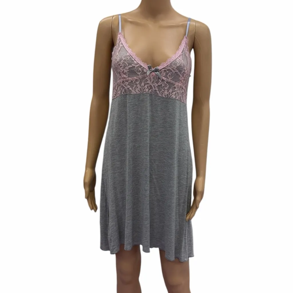 Y2K Vintage Daisy Fuentes Gray and Pink Nightgown Womens Medium - Image 3