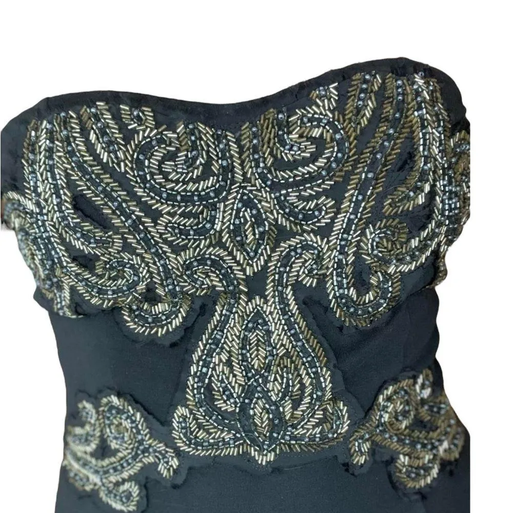 Free People Delhi Bodycon Black Beaded Strapless Dress - Image 4