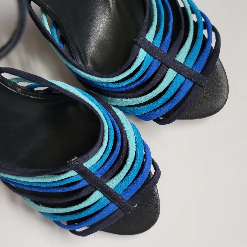 Zara tonal blue strappy stiletto ankle strap stiletto sandals size 41 - Image 4