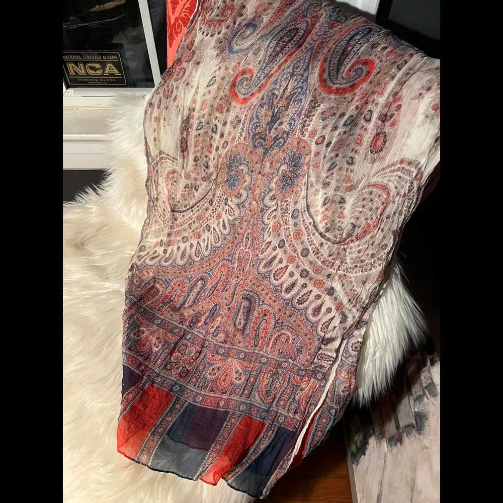 Boho Chic Paisley Print Scarf Red - Image 2