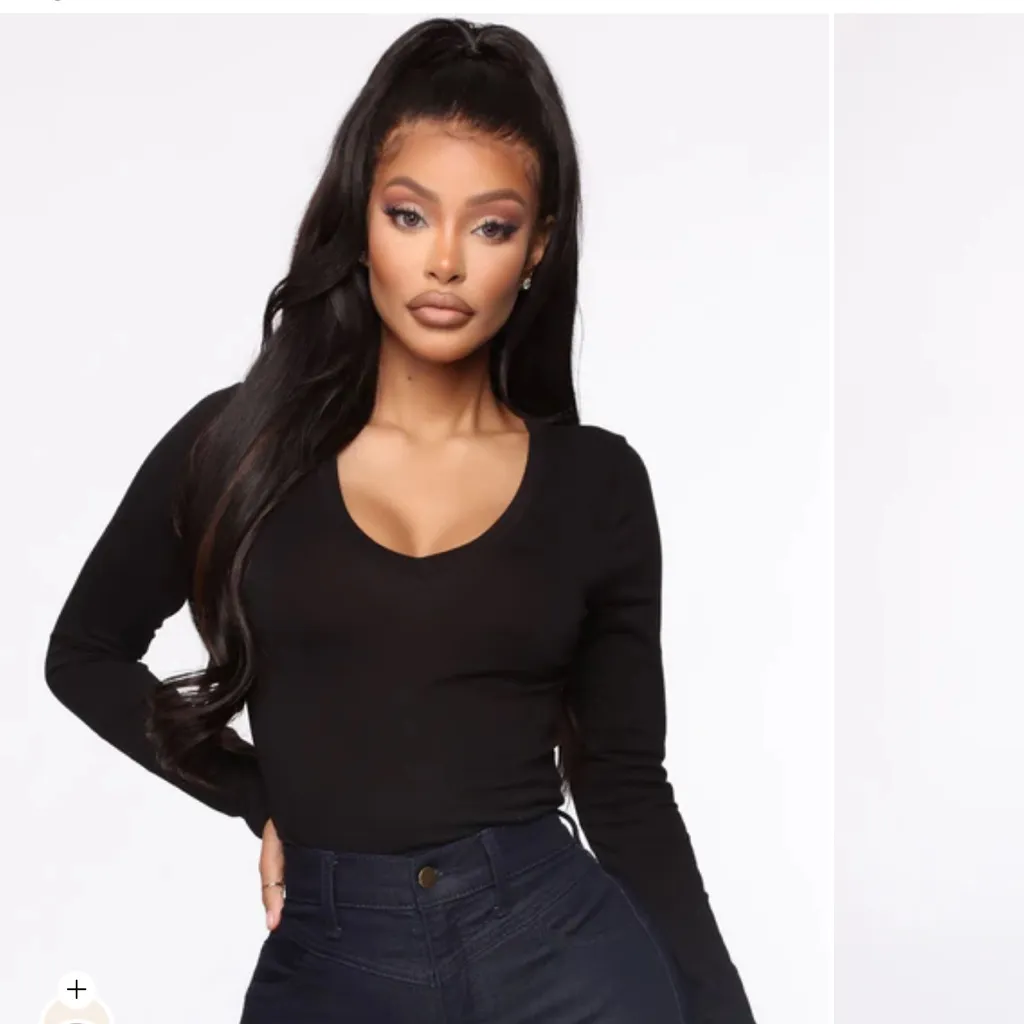 NWT  MISSGUIDED BLACK RIBBED V CUT BODYSUIT US2 - Image 2