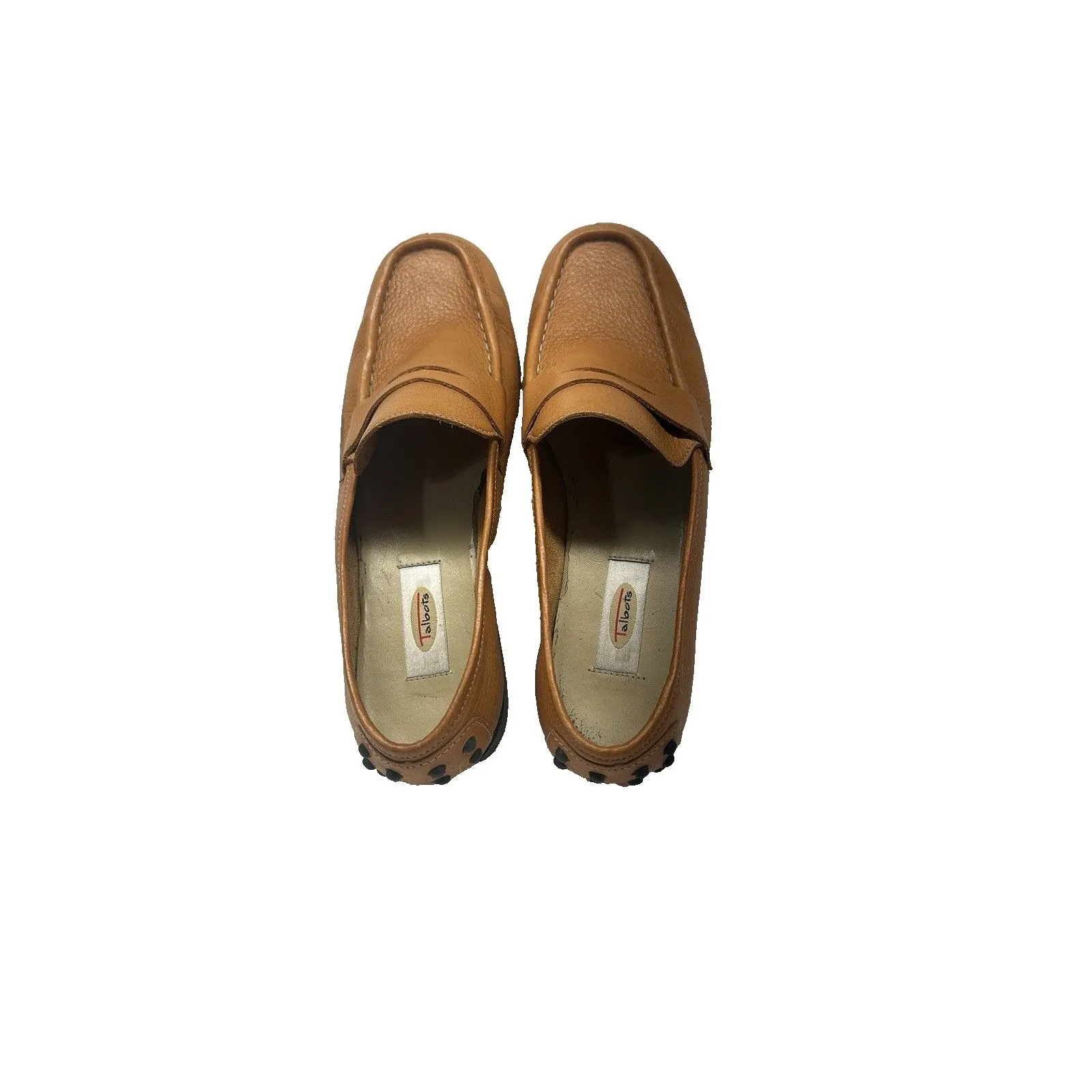 VTG Talbots Leather Tassel Loafers Women 7 Tan Fringe Stud Heels Comfort Shoes - Image 4