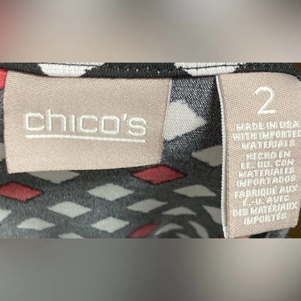 Chicos- Black white and red‎ polkadot midi sleeve shirt size 2 - Image 5