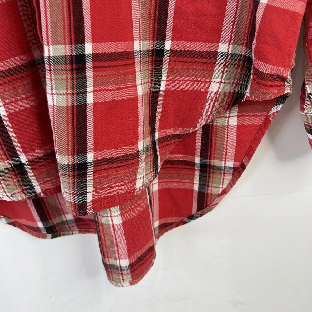 Denim & Supply Sz M Ralph Lauren Button Front Red Plaid Shirt Oversized Cotton - Image 6