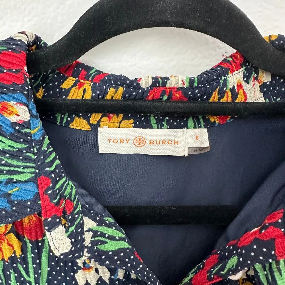 Tory Burch Livia Iris Garden Pleated Mini Dress - Image 4