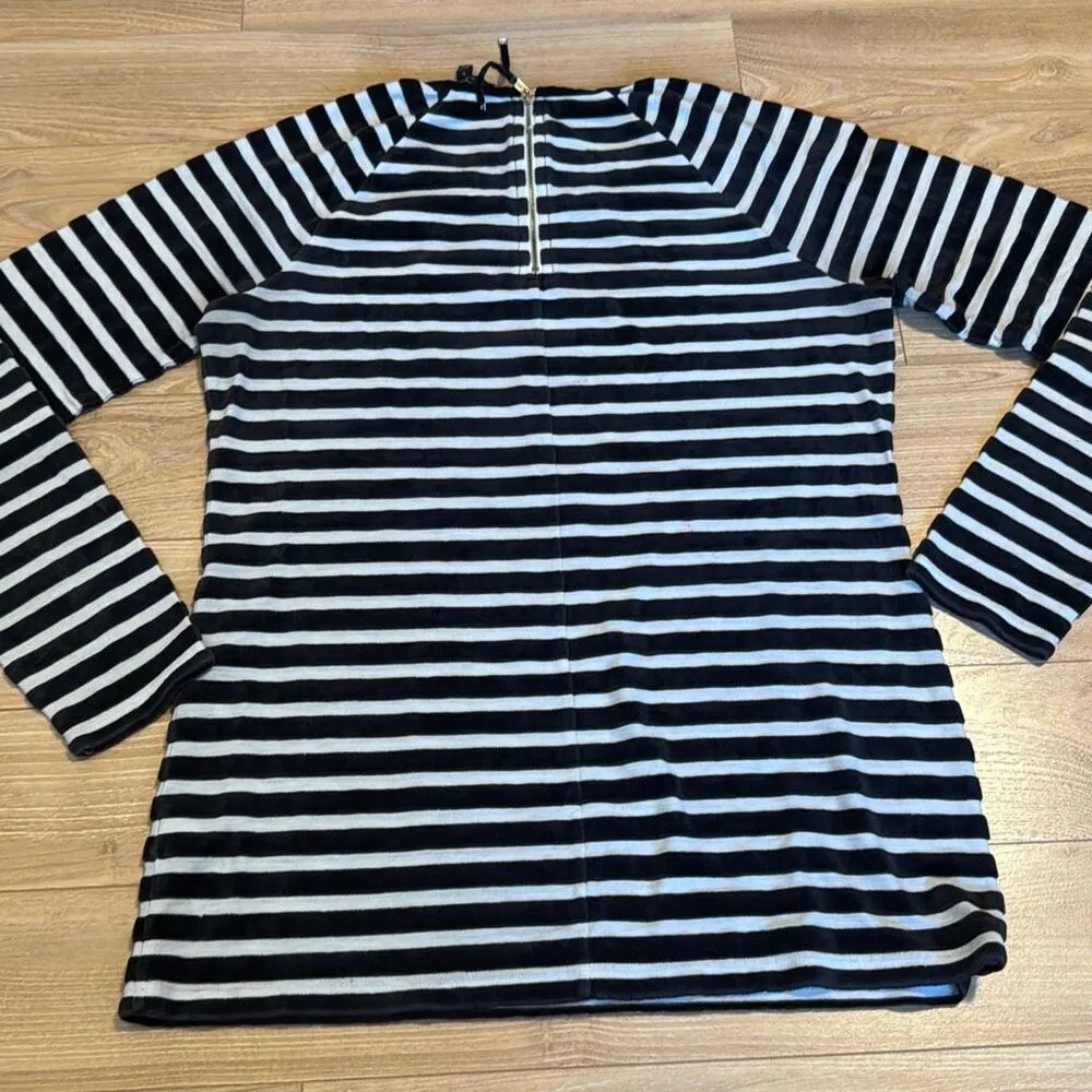 Juicy couture black and white striped long sleeve with gold zipper on back size - Image 7