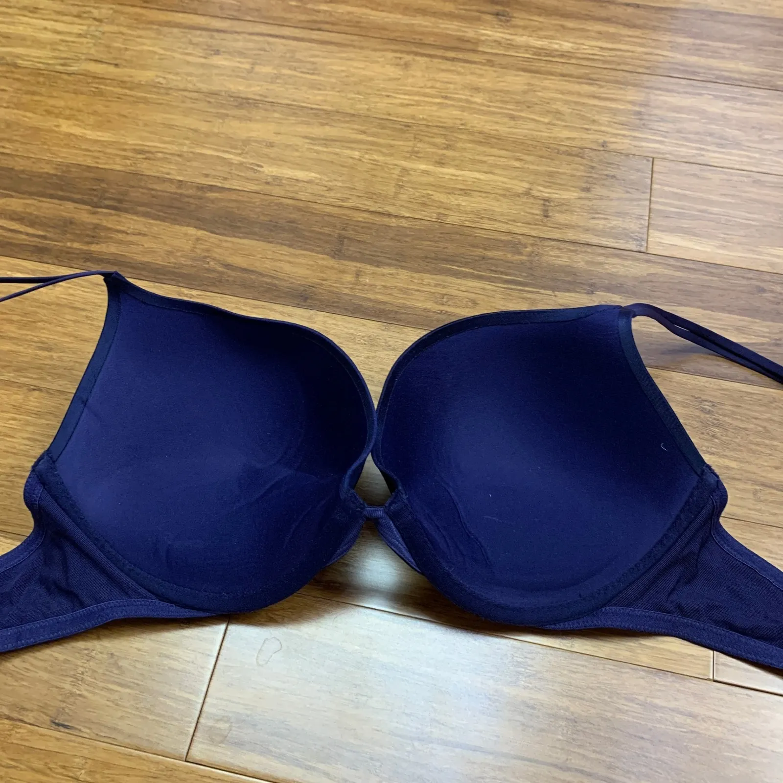 Victoria's Secret Very Sexy Push Up Bra Navy Blue Size 34DD Satin Y2K Underwire - Image 3