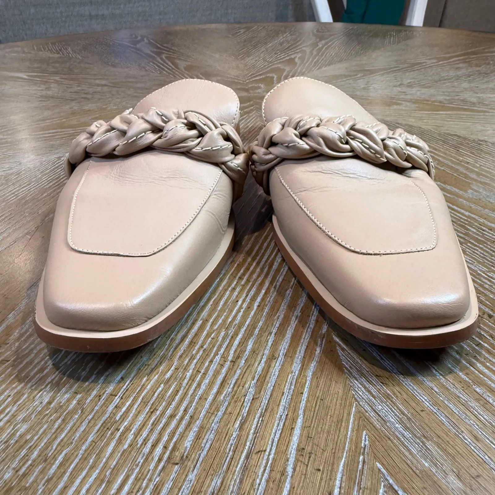 KAANAS Poltava Square Toe Mules Clogs‎ Braided Nude Tan Size 10 - Image 4
