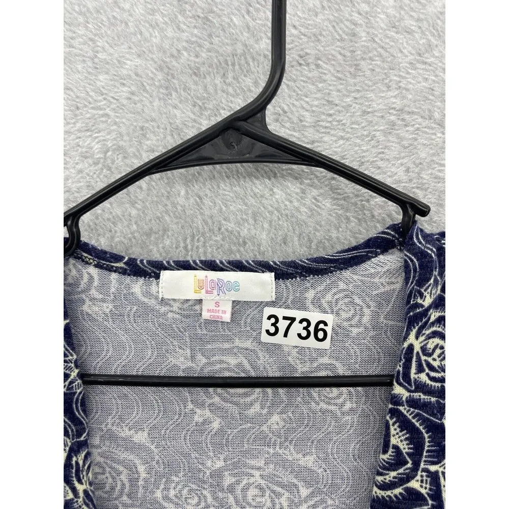 Lularoe Women's Open Front Cardigan Blue Floral Long Sleeve Full Length Small - Image 11