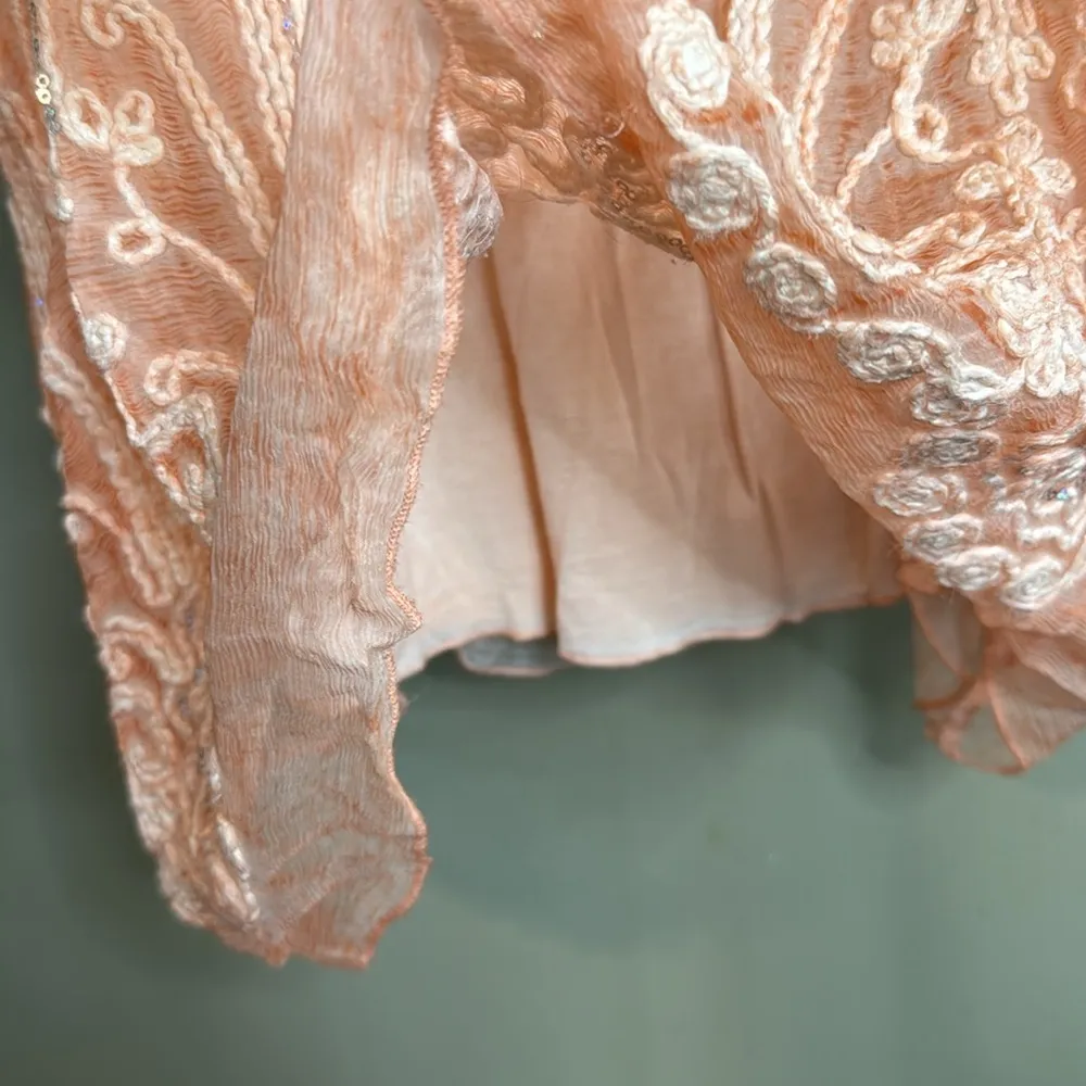 Soft surroundings Chiffon Sequins Romantic Tunic Top Peach Size Large - Image 6