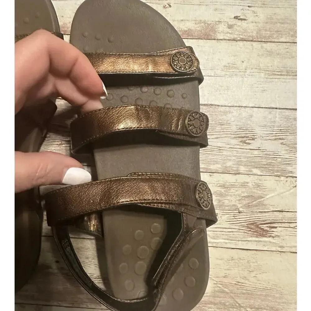 Vionic Sandals Women's Size 8 Bronze Metallic Comfort Orthopedic Cushion Straps - Image 6