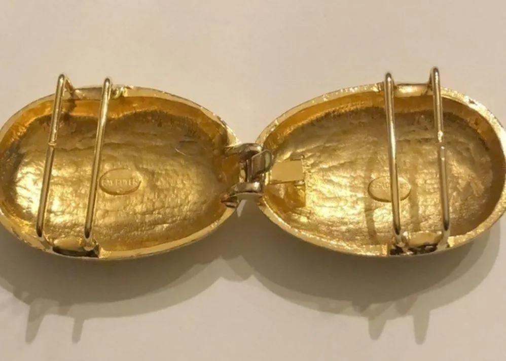 Vintage Signed Gay Boyer Gold Tone Retro Interlocking Belt Buckle - Image 4