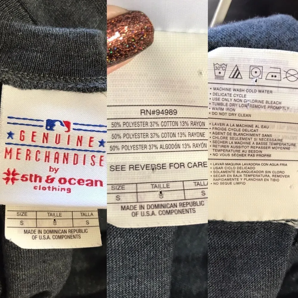 5th & Ocean  Atlanta Braves Blue Logo Spell Out Short Sleeve Shirt Small - Image 5