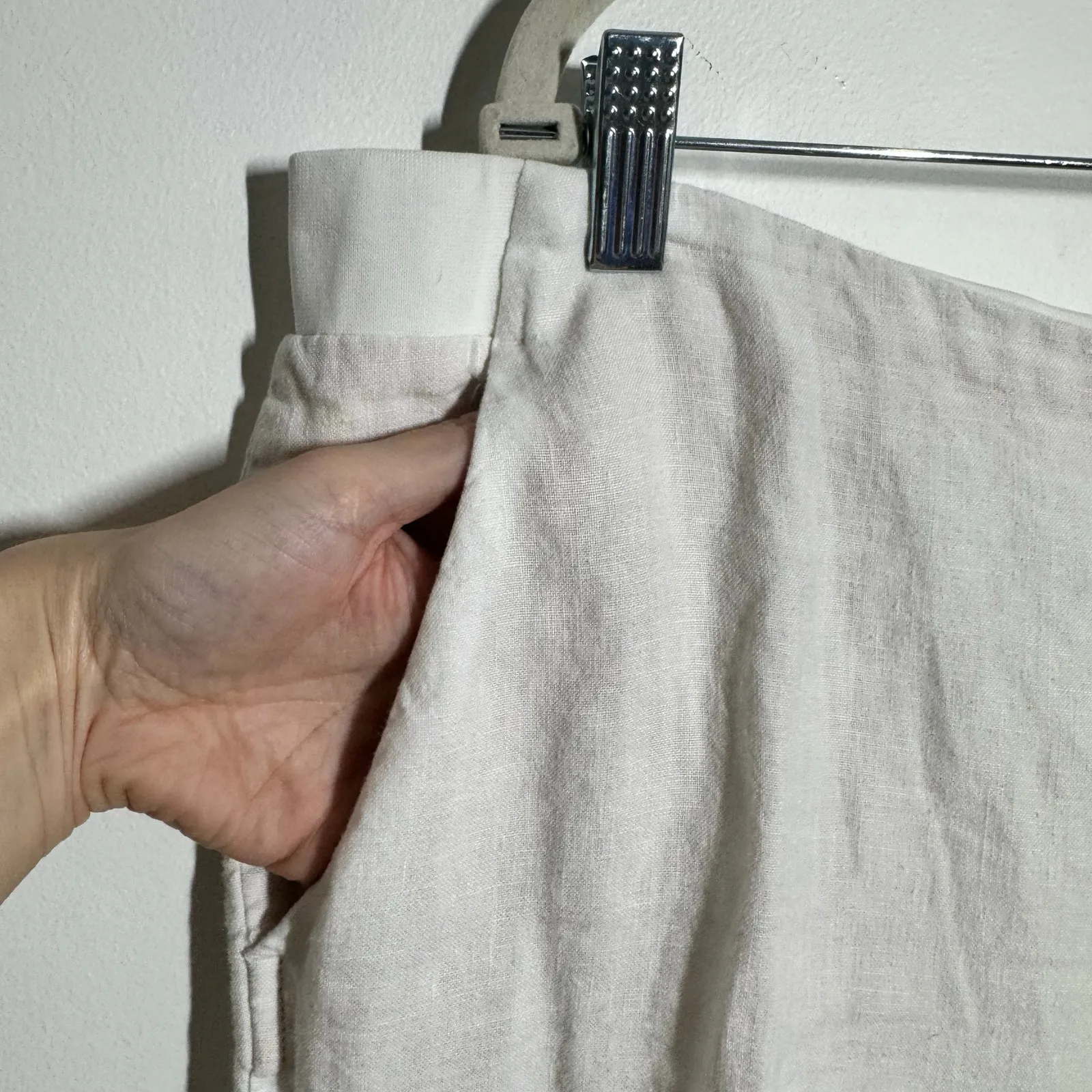 J.Jill Love Linen Pull On Coastal Pant Women XL White Straight Leg Minimal Beach - Image 5