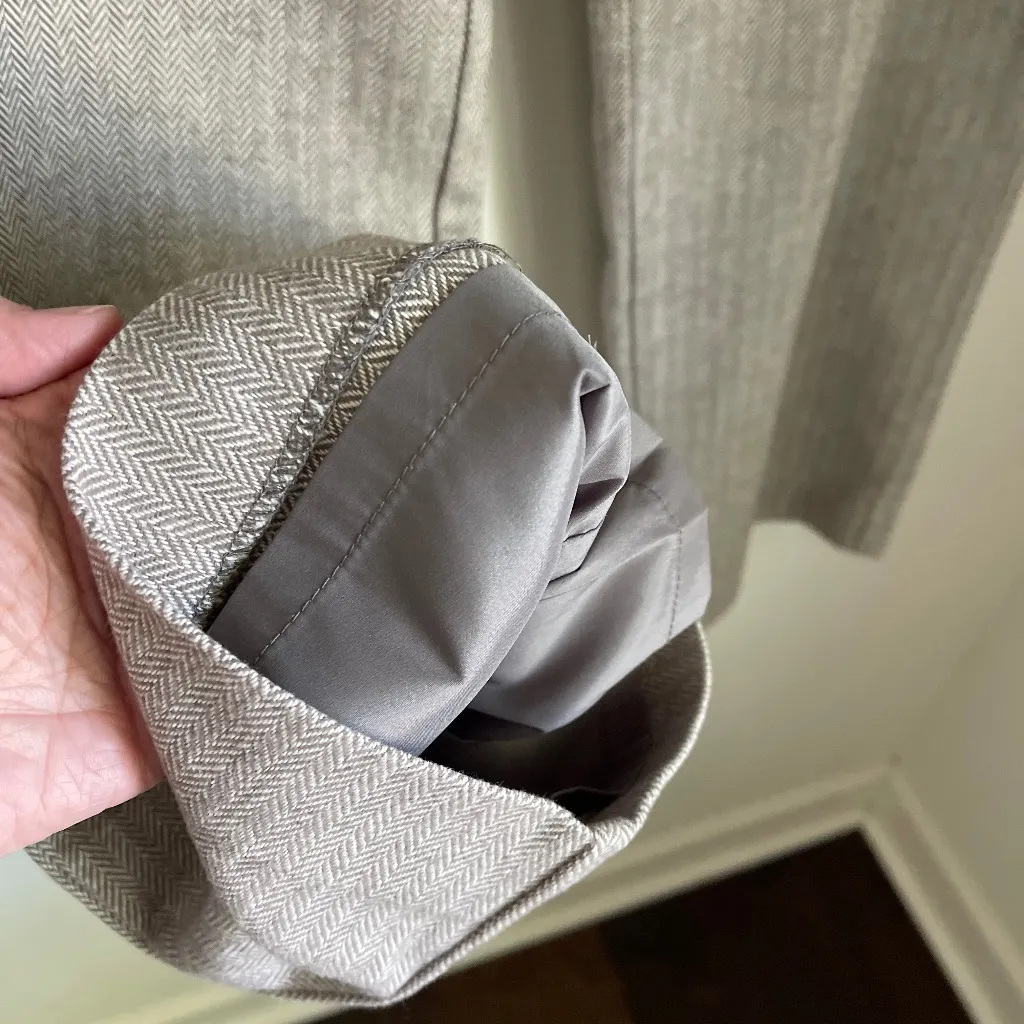 LL Bean Classic Fit Herringbone Pants Tan Womens 14 Flat Front Trousers Straight - Image 5