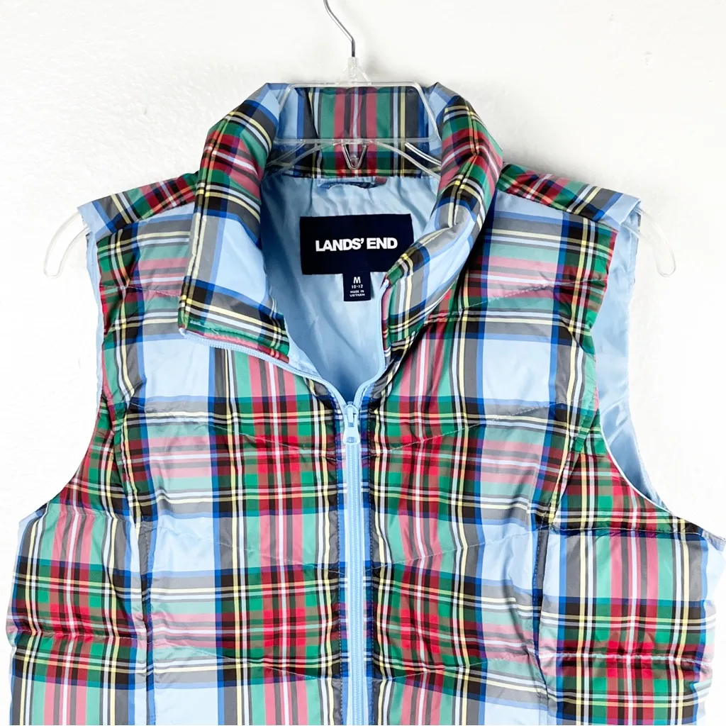 LAND’S END Plaid Feather Down Filled Full Zipper Vest, Size Medium - Image 7