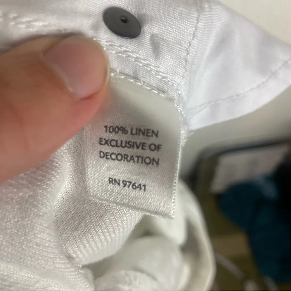 J Jill Size 16 Pure Linen White Pants Tapered Mid Rise Costal Mature Casual - Image 5