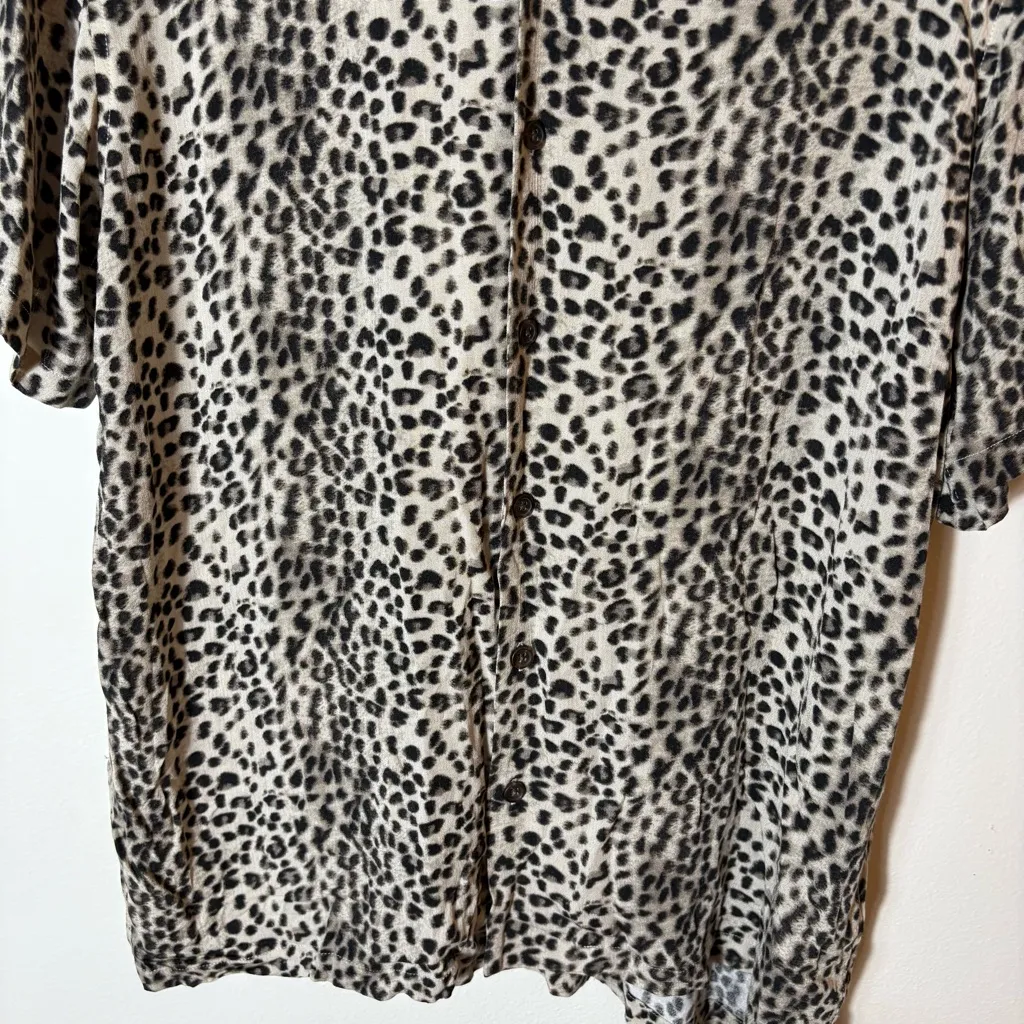 PacSun Leopard Print Button-Up Shirt Dress Oversized‎ Fit Size Medium - Image 3