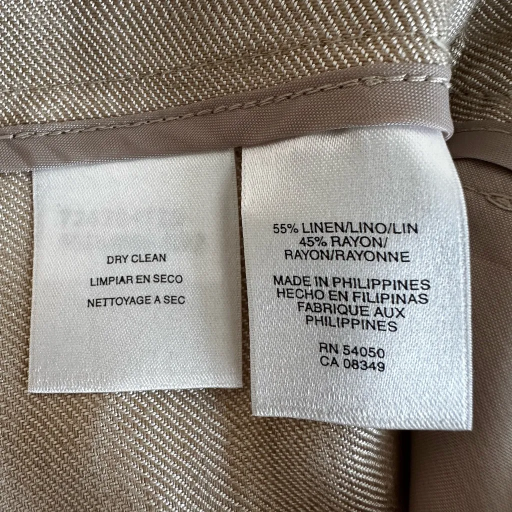 NWOT Jones New York Women’s Sz: 8P Tan Linen Flat Front Wide Leg Wide Hem Pants. - Image 7