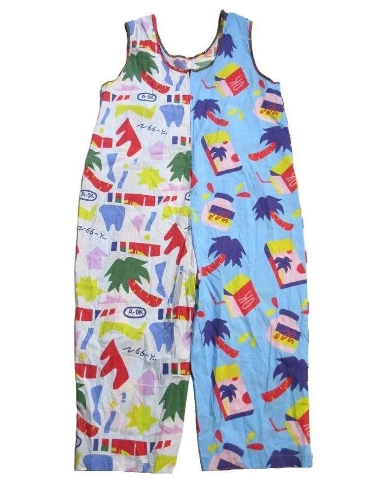 NWT Nooworks Garden Suit in Leftover Scraps Print Stretch Cotton Jumpsuit L - Image 4