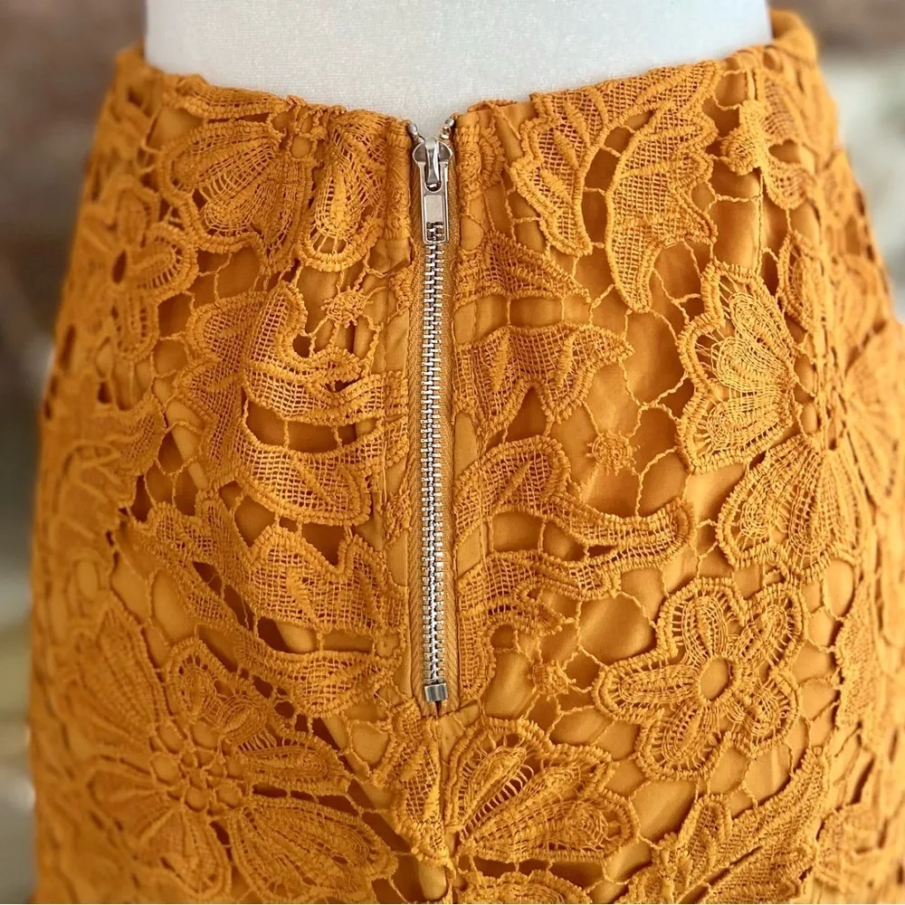 Love Triangle Skirt Lace Asymmetrical Ruffle Hem Gold Orange S Cocktail Party - Image 7