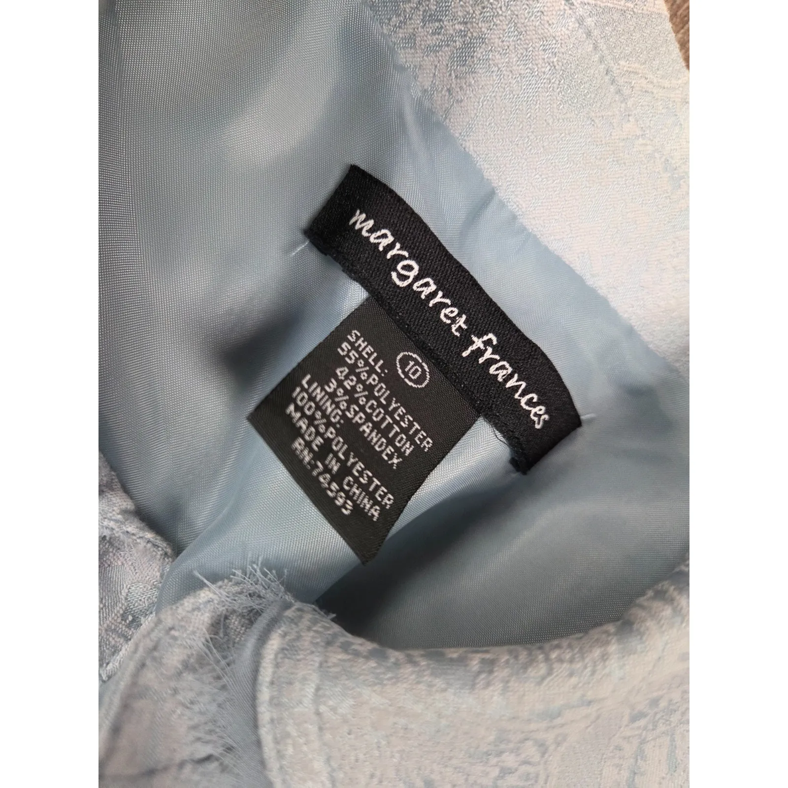 Margaret Frances Soft Light Blue Jacket Patterned Women's Size 10 - Image 4