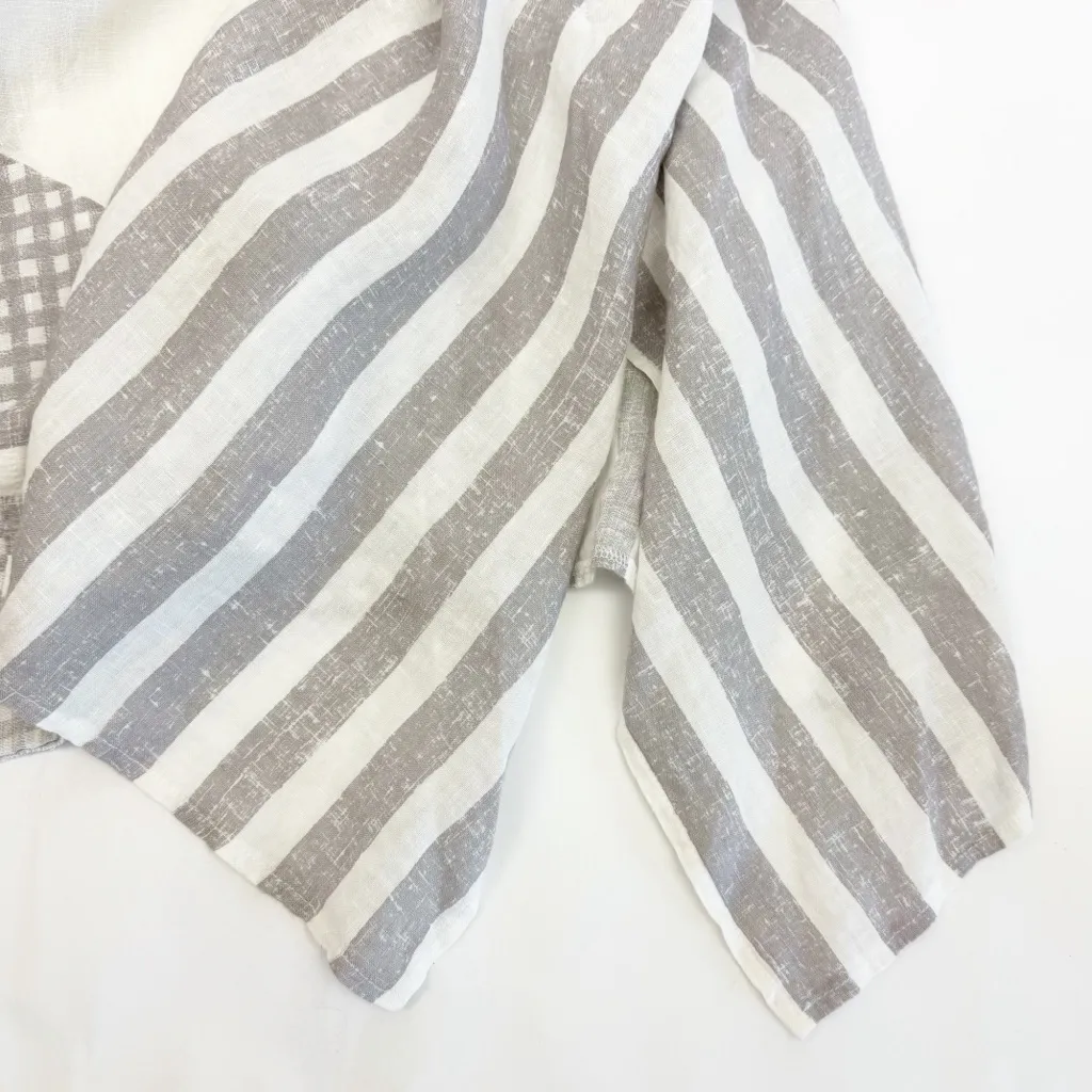 Luukaa Lagenlook Layered Asymmetrical Linen Midi Maxi Skirt Grey White Stripe Gray Size 6 - Image 6