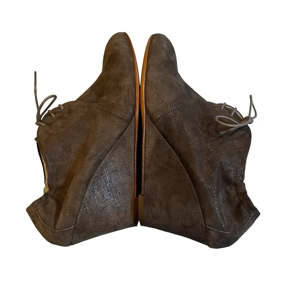 AGL Attilio Giusti Shimmer Suede Retro Lace Up Wedge Shootie, Sz EU38.5 / US 8.5 - Image 7