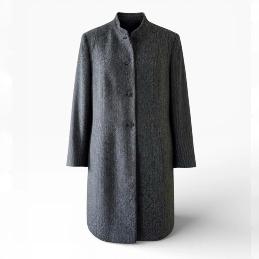 VTG Rena Rowan Merino Wool Blazer Jacket, Charcoal Grey Tweed Knit sz. 8P Gray - Image 6