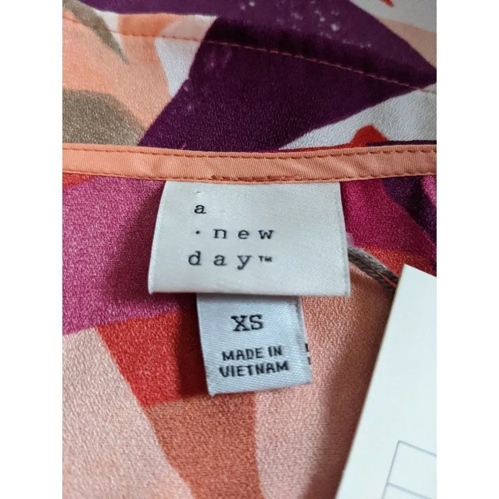 a new day Pink and Orange Floral Tank Top Size XS NWT Colorful Print Cami Top - Image 5