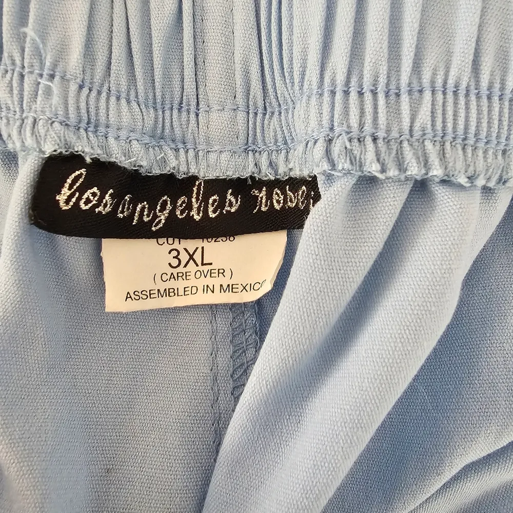 Los Angeles Rose Flare Leg Low Waist Pant Scrubs sz 3XL Blue - Image 4