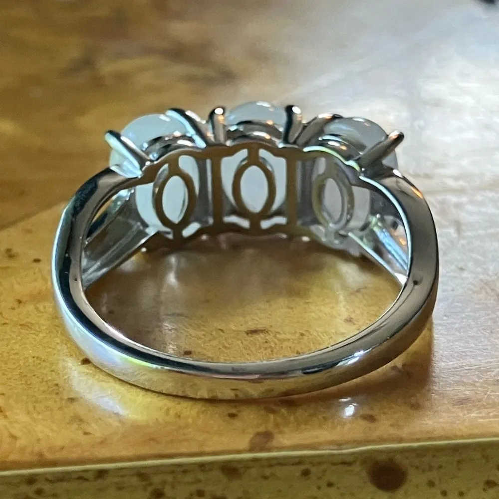 Natural Jade Sterling Silver Ring Size 8 - Image 5