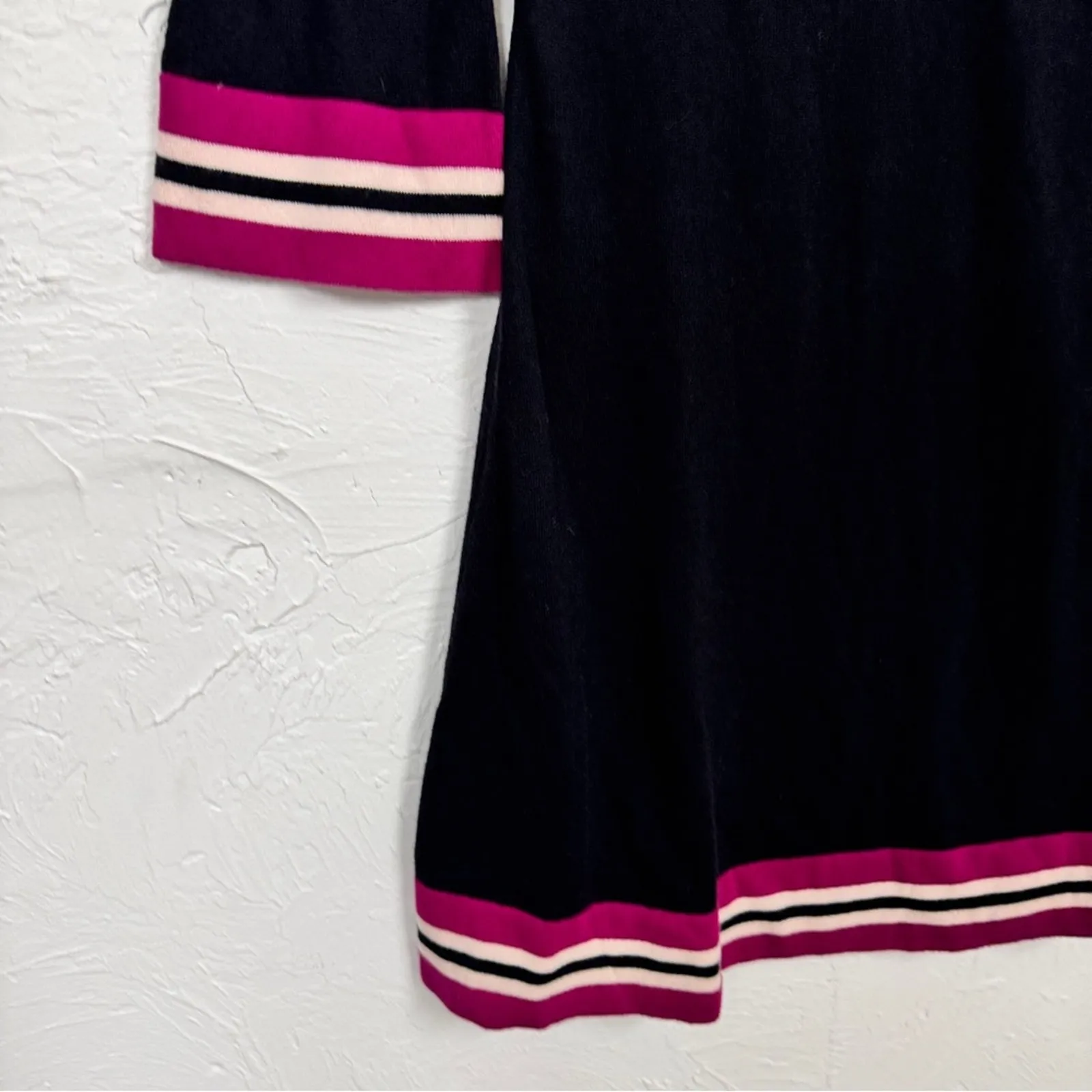 Boden Black Pink A Line Mini Dress Womens 6 Preppy Coquette Twee Skater Stretch - Image 2