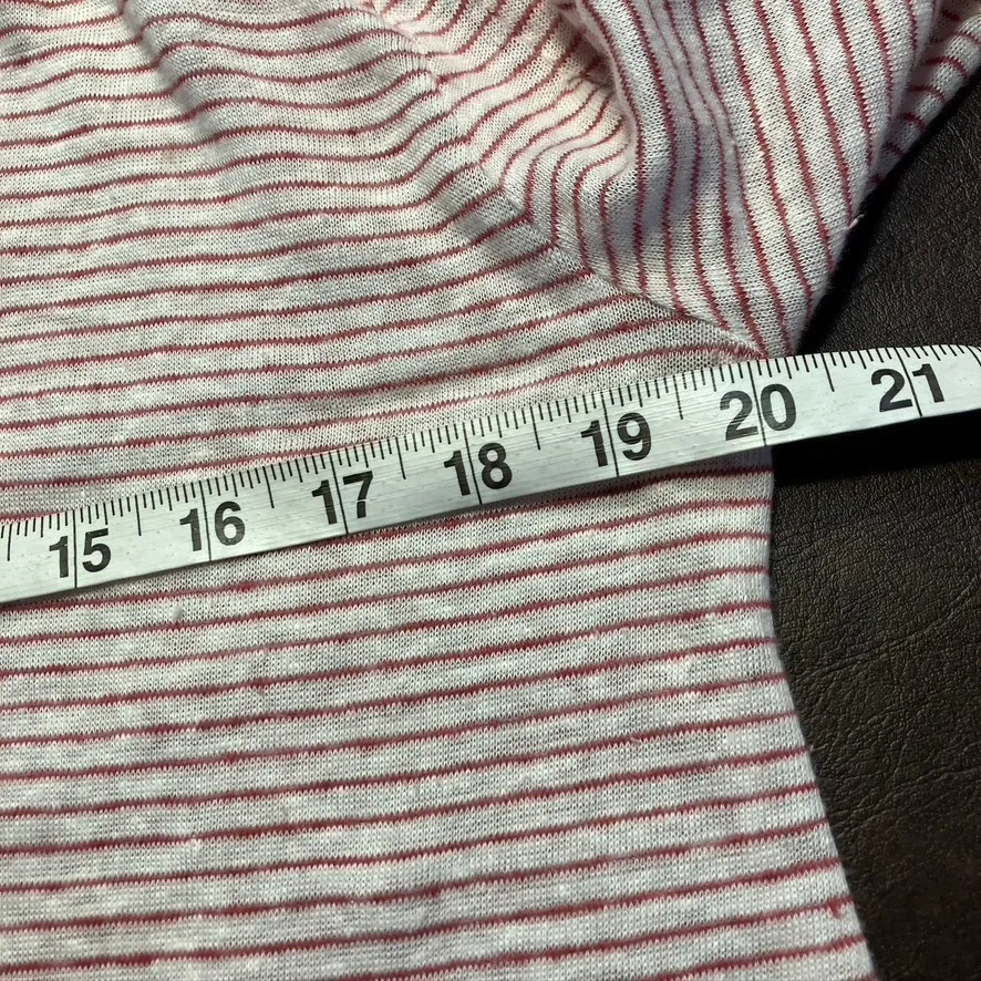 Sundance Linen Long Sleeve V Neck Top Pink Stripe Lightweight Made in Portugal M - Image 12