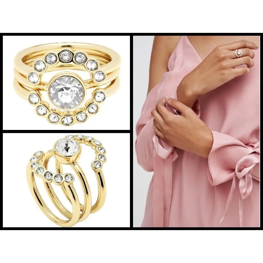 💕TED BAKER💕 Gold Cadyna Concentric Crystal Ring M/L NWT - Image 2