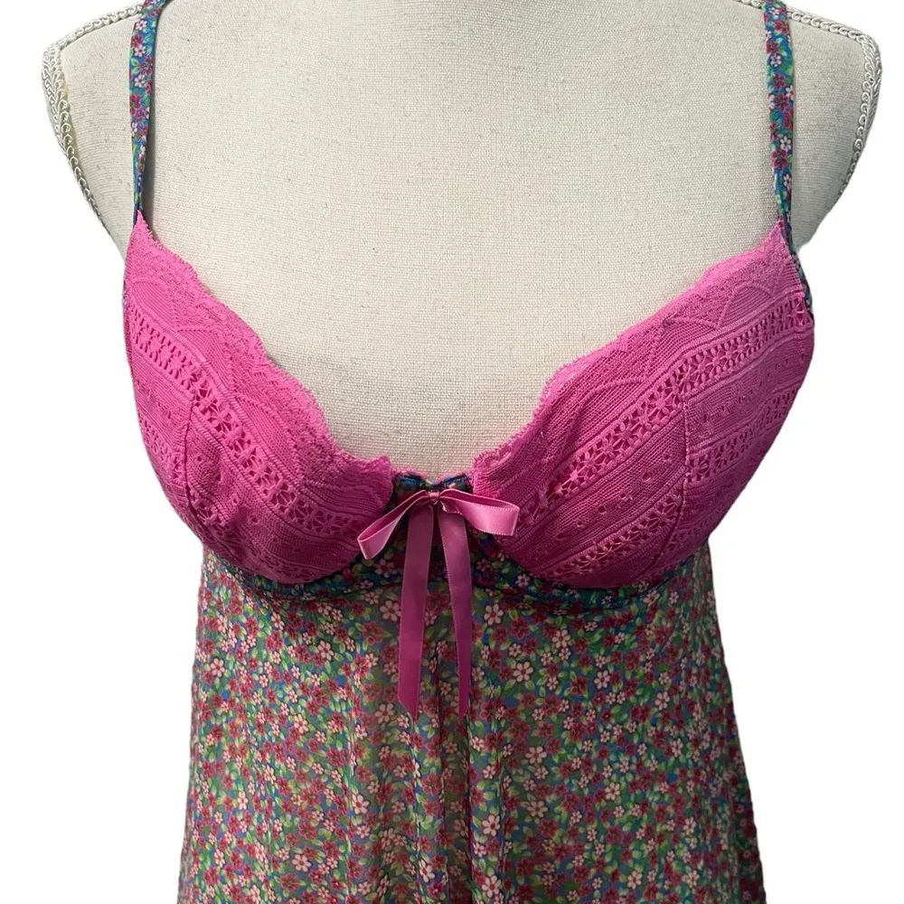 Vintage Y2K Victoria’s Secret Sexy Lace Floral Semi-Sheer Babydoll Lingerie L - Image 3