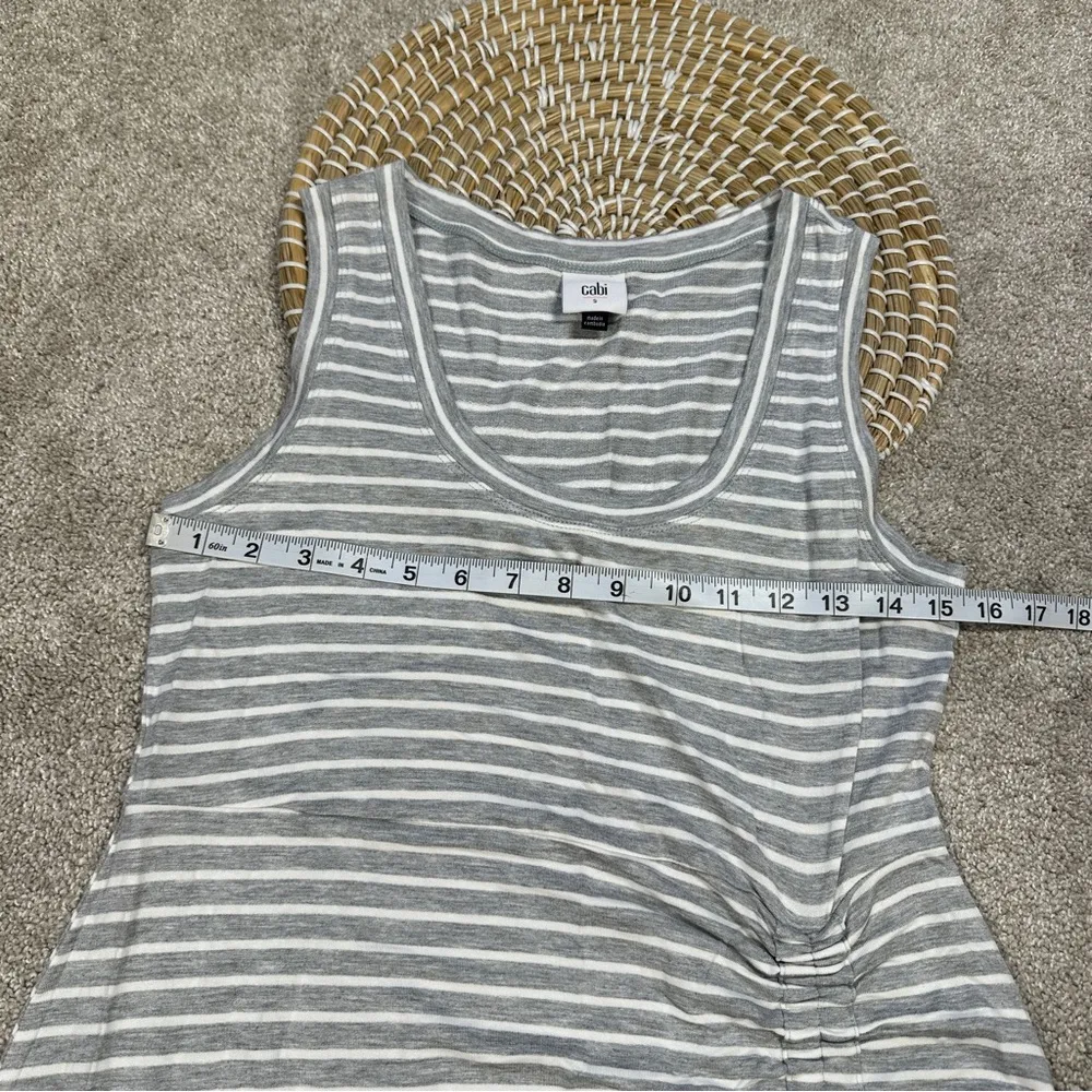 CAbi Stripe Easy Tank Midi Shirt Dress Sleeveless Stretch Ruched Gray White S - Image 10