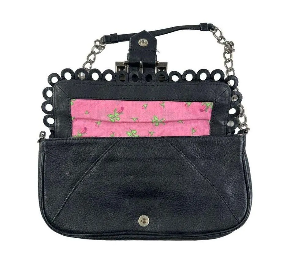 Betsey Johnson Chain Strap Stud Buckle Shoulder bag in Black & Silver - Image 3