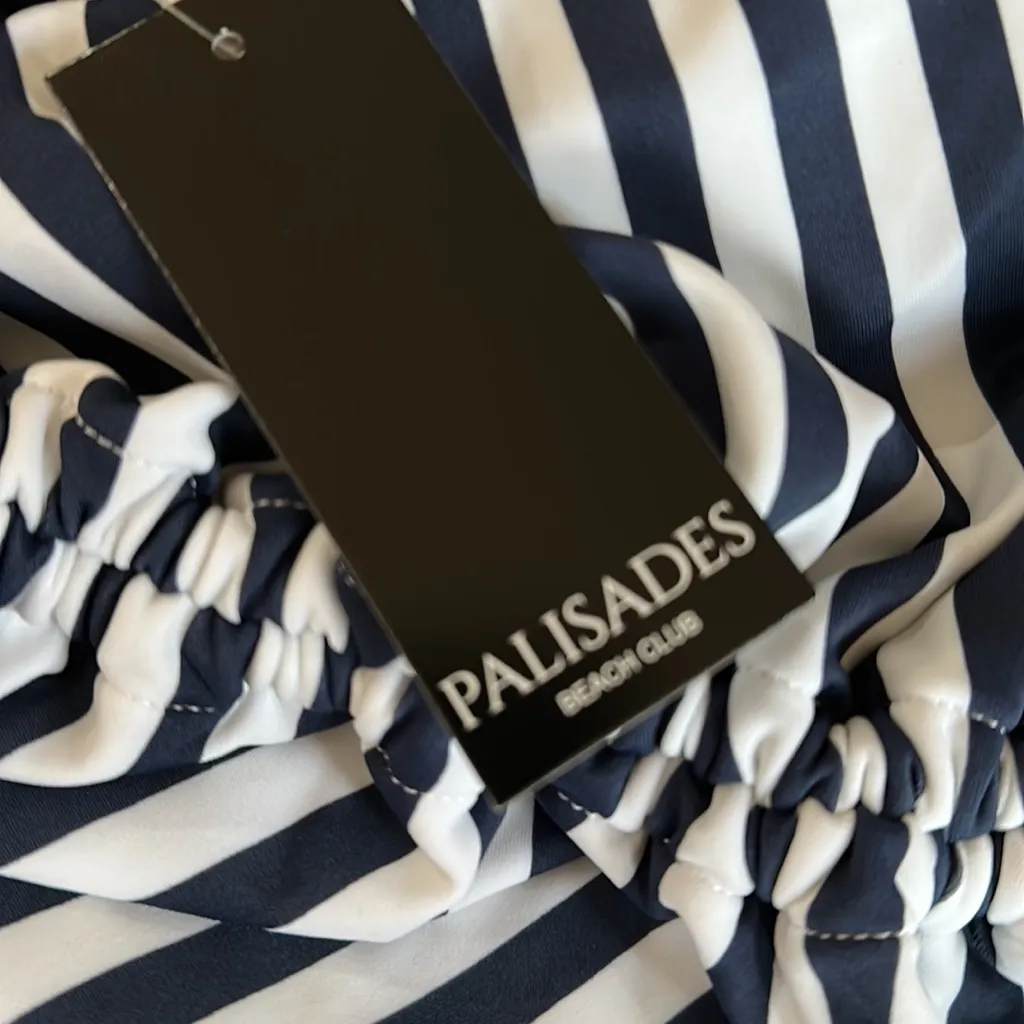 NWT Palisades Beach Club Navy Blue & White Striped One - Image 7