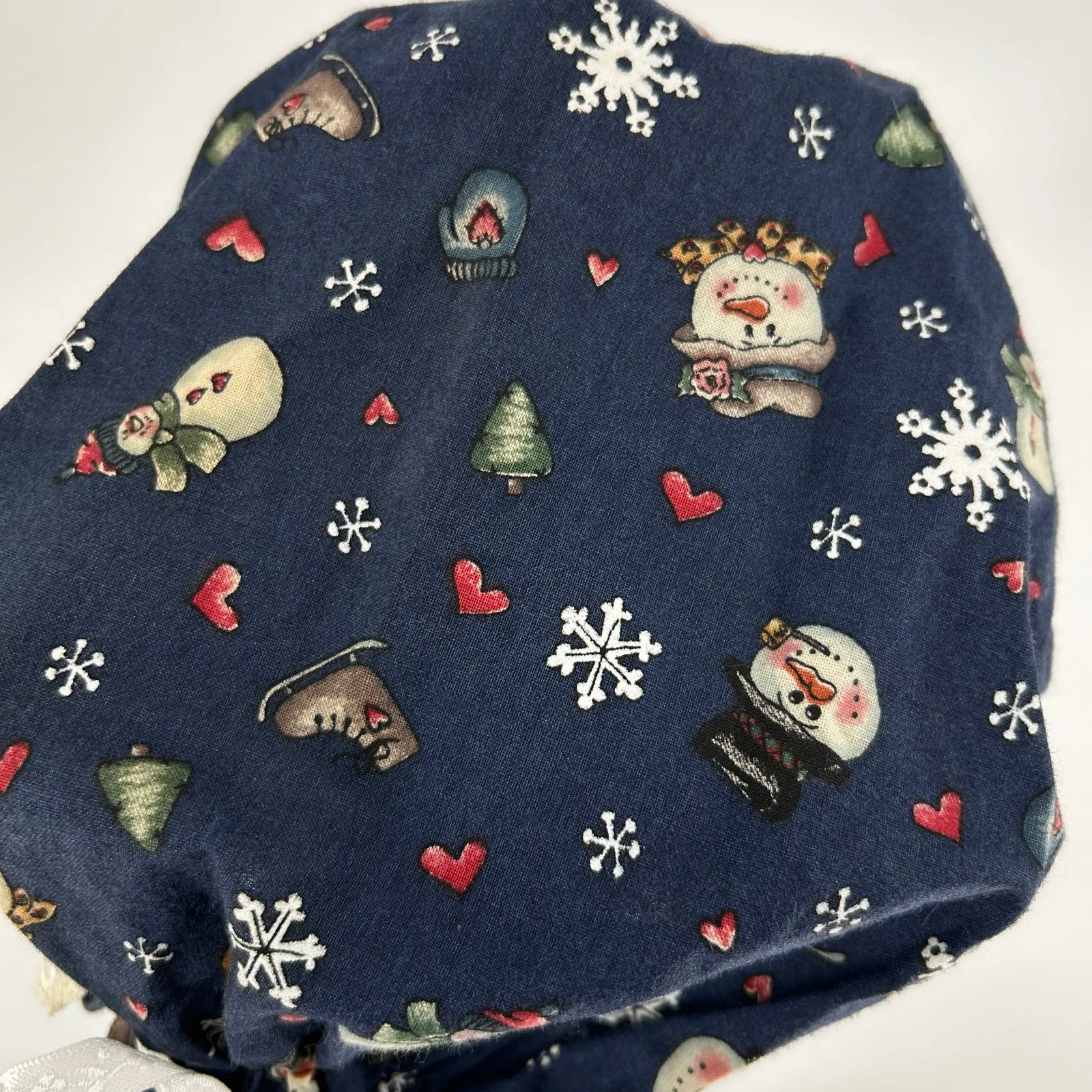 Vintage Holiday Christmas Bonnet Prairie Pioneer Cottage Old Fashioned Retro Cap Blue - Image 5