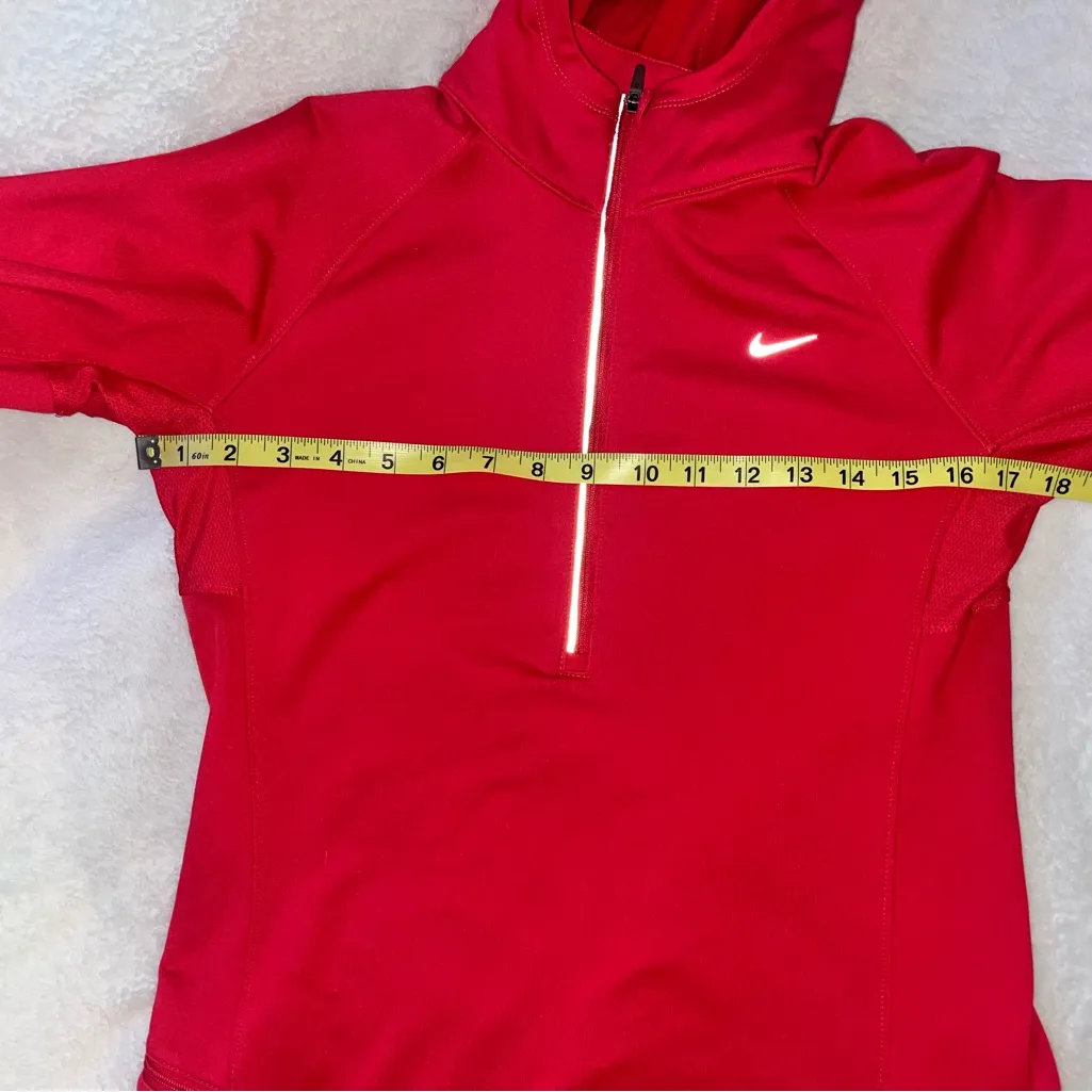 Nike Hooded 1/2 Zip Red Dri Fit Running Pullover sz S - Image 8